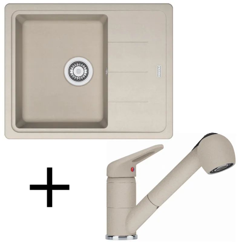 Set G55 Franke lavello in fragranite BFG 611-62 + miscelatore FC 9547 / Doccetta / Sahara
