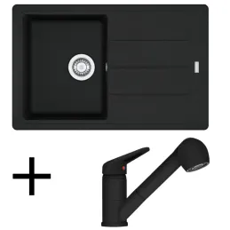 Set G57 Lavello in fragranite Franke BFG 611-78 + Miscelatore FC 9547/ Doccetta / Nero opaco