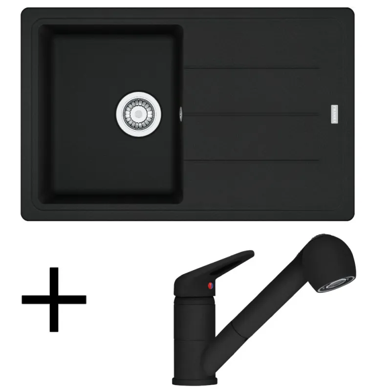 Set G57 Lavello in fragranite Franke BFG 611-78 + Miscelatore FC 9547/ Doccetta / Nero opaco