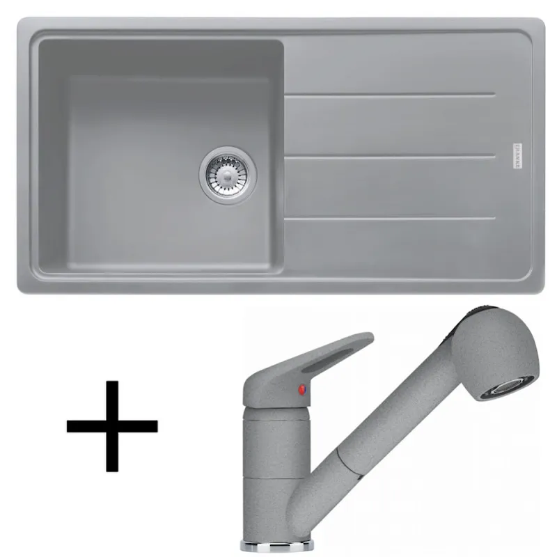 Set G138 Lavello in gres Franke BFG 611 + Miscelatore FC 9547 / Doccetta / Grigio pietra