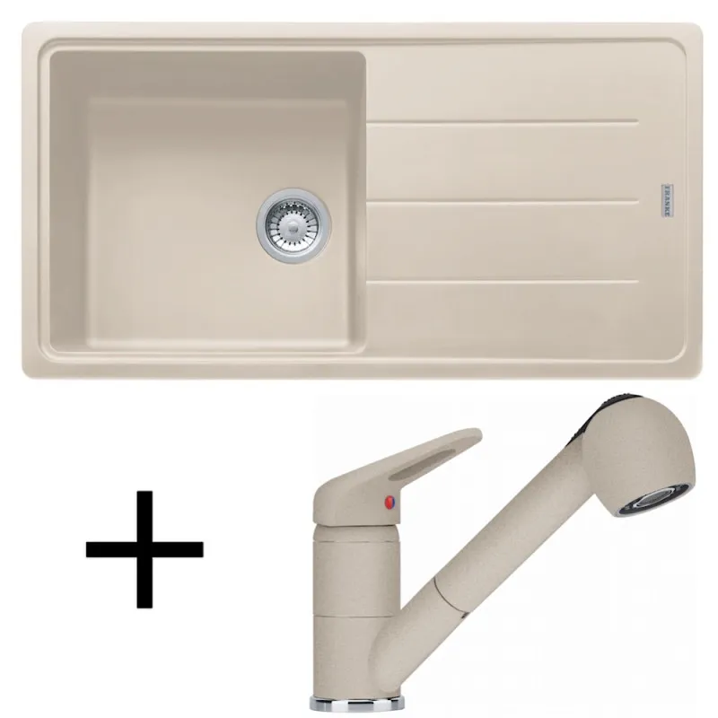 Set G138 Lavello in gres Franke BFG 611 + Miscelatore FC 9547 / Doccetta / Sahara