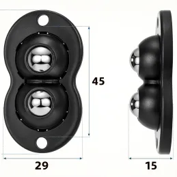 Set da 4 pattini autoadesivi con cuscinetto per mobili ROLLER DUO / Nero
