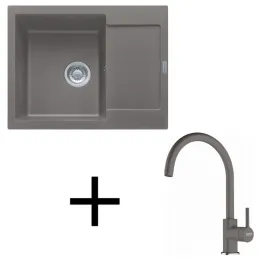Set G275 Lavello in gres Franke MRG 611-62 + Rubinetto FC 6018 / Pietra grigia