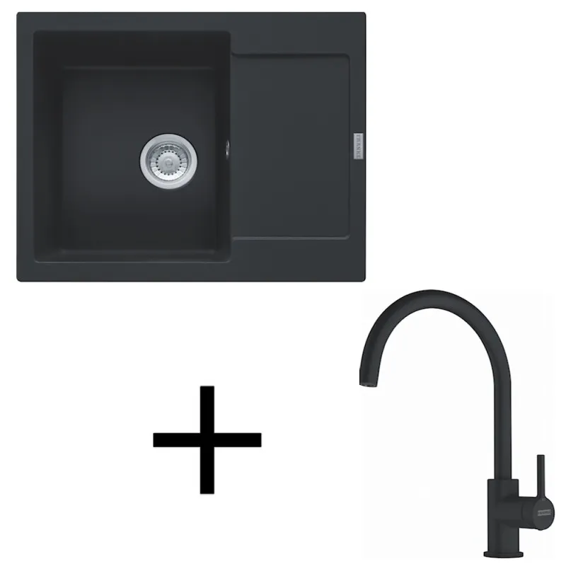 Set G275 Lavello in granito Franke MRG 611-62 + Miscelatore FC 6018 / Nero opaco