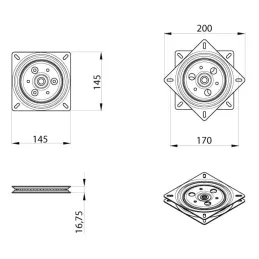 Sistema girevole per sedia o TV 150 x 150 mm / Nero