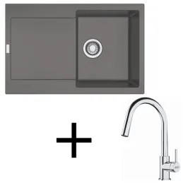Set G258 Lavello in materiale composito Franke MRG 611 + Rubinetto FS 3229 / Grigio pietra