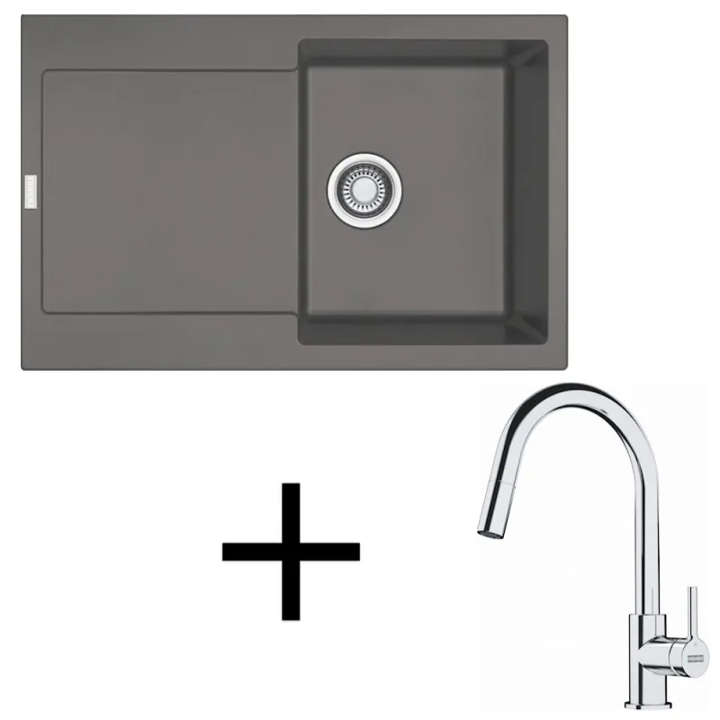 Set G258 Lavello in materiale composito Franke MRG 611 + Rubinetto FS 3229 / Grigio pietra