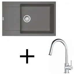 Set G260 Lavello in gres Franke MRG 611-78 BB + Miscelatore FS 3229 / Grigio pietra