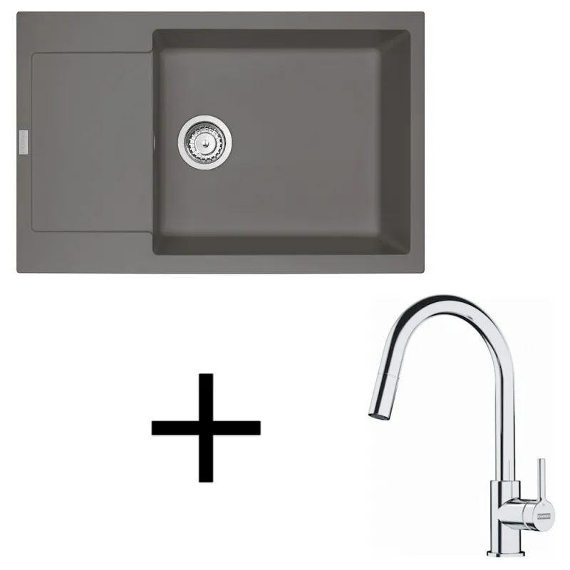 Set G260 Lavello in gres Franke MRG 611-78 BB + Miscelatore FS 3229 / Grigio pietra