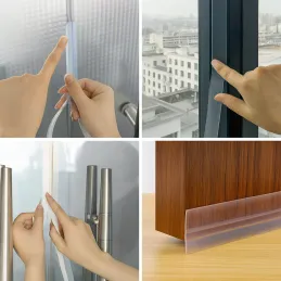 Set di 2 guarnizioni protettive in silicone per porte, 1800 mm / Trasparente
