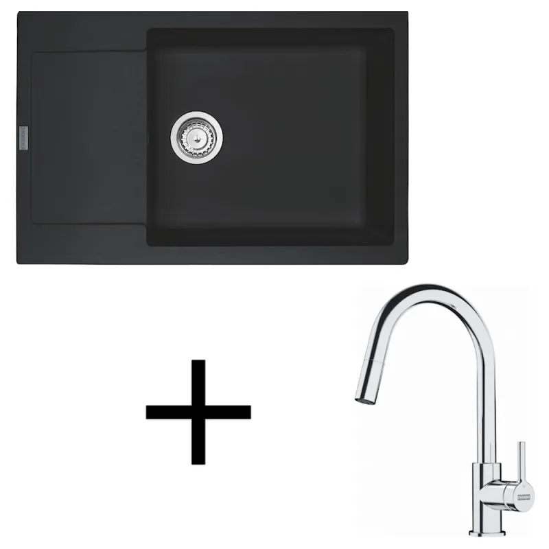 Set G260 Lavello in gres Franke MRG 611-78 BB + Miscelatore FS 3229 / Nero opaco