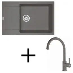 Set G277 Lavello in gres Franke MRG 611-78 BB + Miscelatore FC 6018 LINA / Grigio pietra