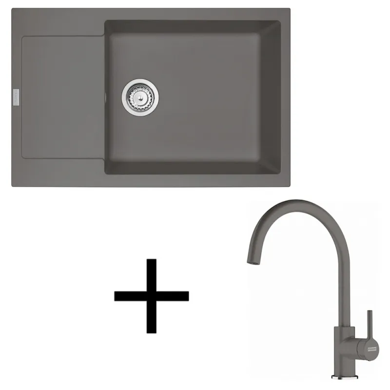 Set G277 Lavello in gres Franke MRG 611-78 BB + Miscelatore FC 6018 LINA / Grigio pietra