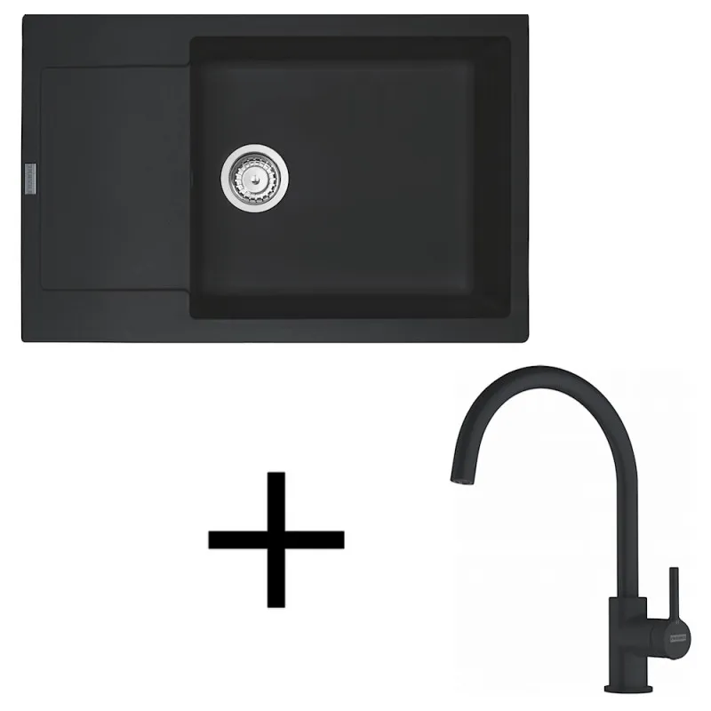Set G277 Lavello in gres Franke MRG 611-78 BB + Miscelatore FC 6018 LINA / Nero opaco