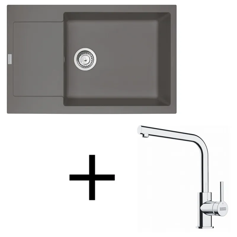 Set G277 Lavello in gres Franke MRG 611-78 BB + Miscelatore FS 3230 / Pietra grigia