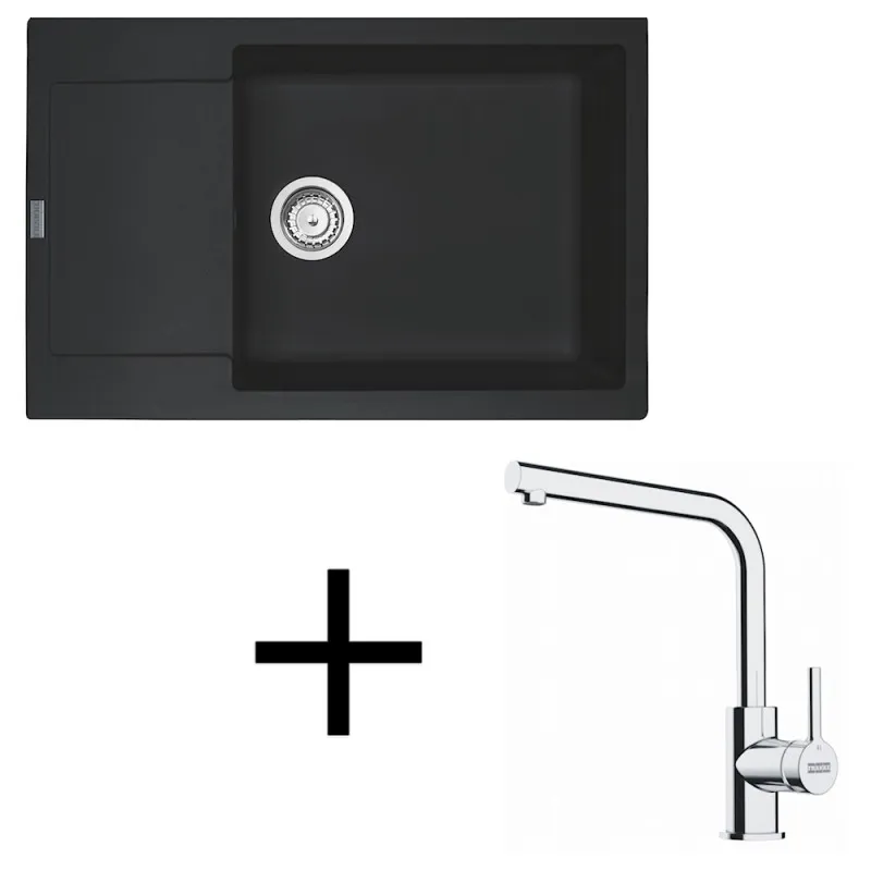 Set G277 Lavello in gres Franke MRG 611-78 BB + Rubinetto FS 3230 / Nero opaco