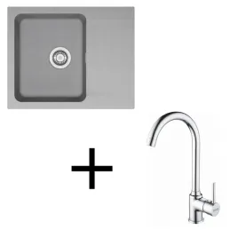 Set T94 Lavello in tectonite Franke OID 611-62 + Miscelatore FP 9000 / Grigio