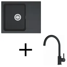Set T118 Lavello in tectonite Franke OID 611-62 + Miscelatore FC 6018 / Nero