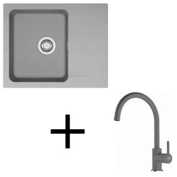 Set T118 Lavello in tectonite Franke OID 611-62 + Miscelatore FC 6018 / Grigio