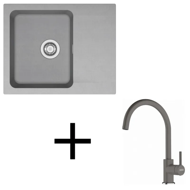 Set T118 Lavello in tectonite Franke OID 611-62 + Miscelatore FC 6018 / Grigio