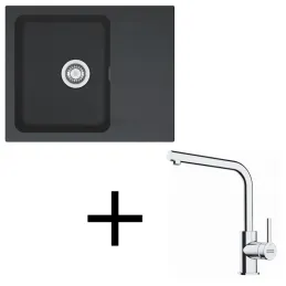 Set T118 Lavello in tectonite Franke OID 611-62 + Miscelatore FS 3230 / Nero