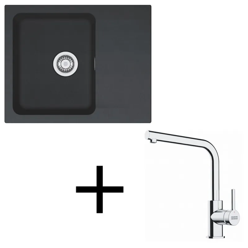 Set T118 Lavello in tectonite Franke OID 611-62 + Miscelatore FS 3230 / Nero