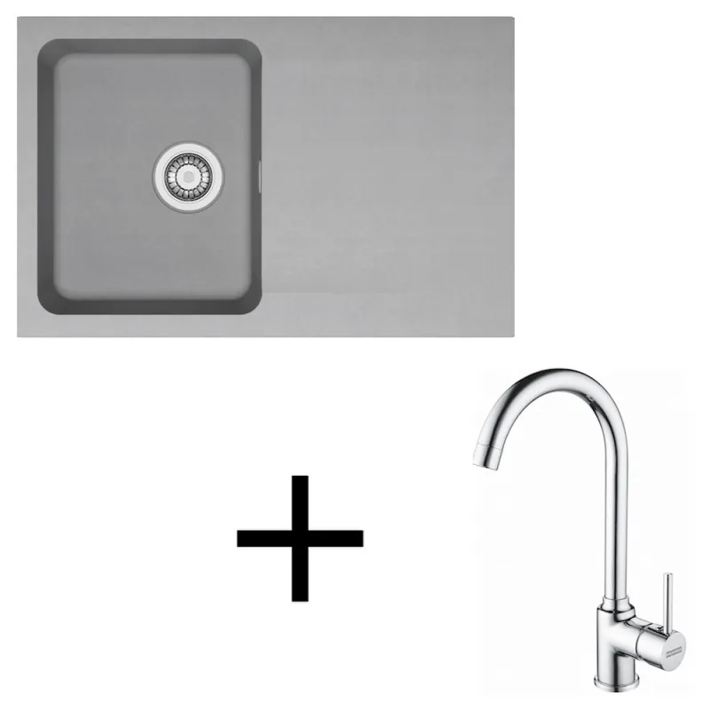 Set T96 Lavello in tectonite Franke OID 611-78 + Miscelatore FP 9000 / Grigio