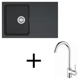 Set lavello in tectonite Franke OID 611-78 + miscelatore FP 9000 / Nero