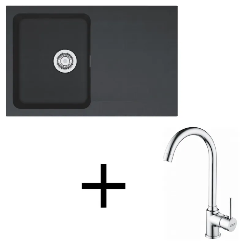 Set lavello in tectonite Franke OID 611-78 + miscelatore FP 9000 / Nero