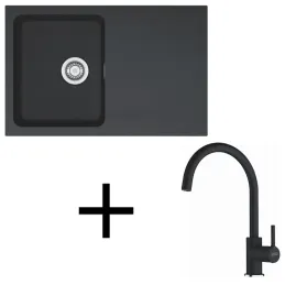 Set T119 Lavello in tectonite Franke OID 611-78 + Miscelatore FC 6018 / Nero
