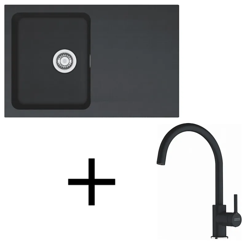 Set T119 Lavello in tectonite Franke OID 611-78 + Miscelatore FC 6018 / Nero
