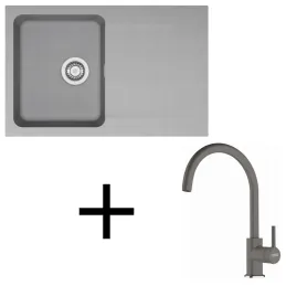 Set T119 Lavello in tectonite Franke OID 611-78 + Miscelatore FC 6018 / Grigio