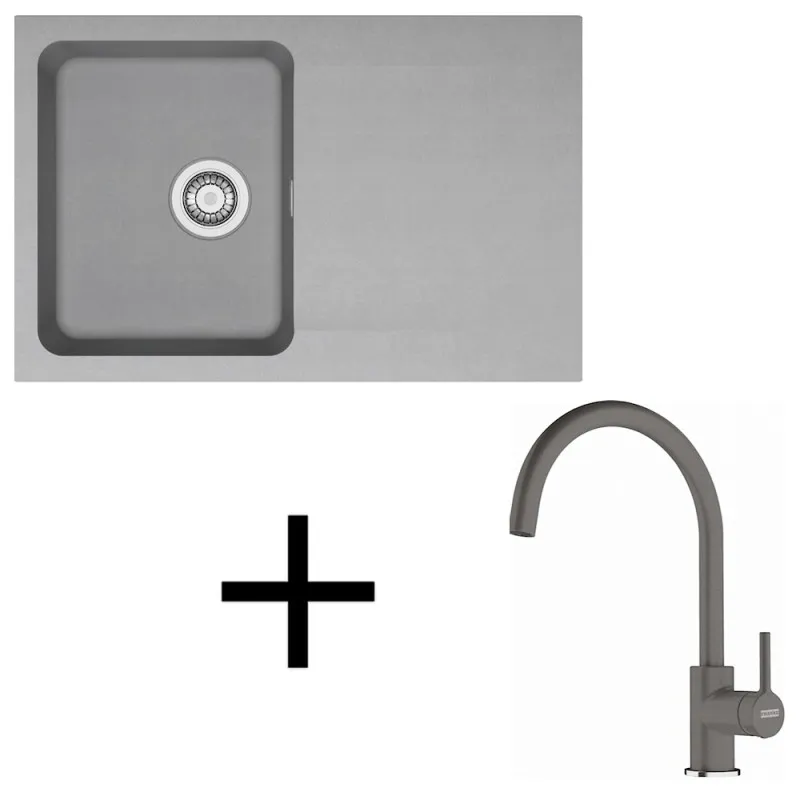 Set T119 Lavello in tectonite Franke OID 611-78 + Miscelatore FC 6018 / Grigio
