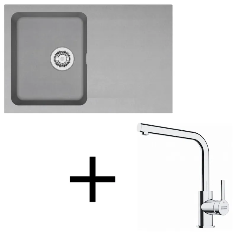 Set T111 Lavello in tectonite Franke OID 611-78 + Rubinetto FS 3230 / Grigio
