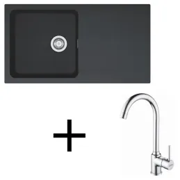 Set T98 Lavello in tectonite Franke OID 611 + Miscelatore FP 9000 / Nero