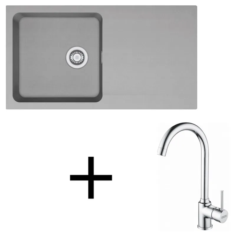 Set T98 Lavello in tectonite Franke OID 611 + Miscelatore FP 9000 / Grigio