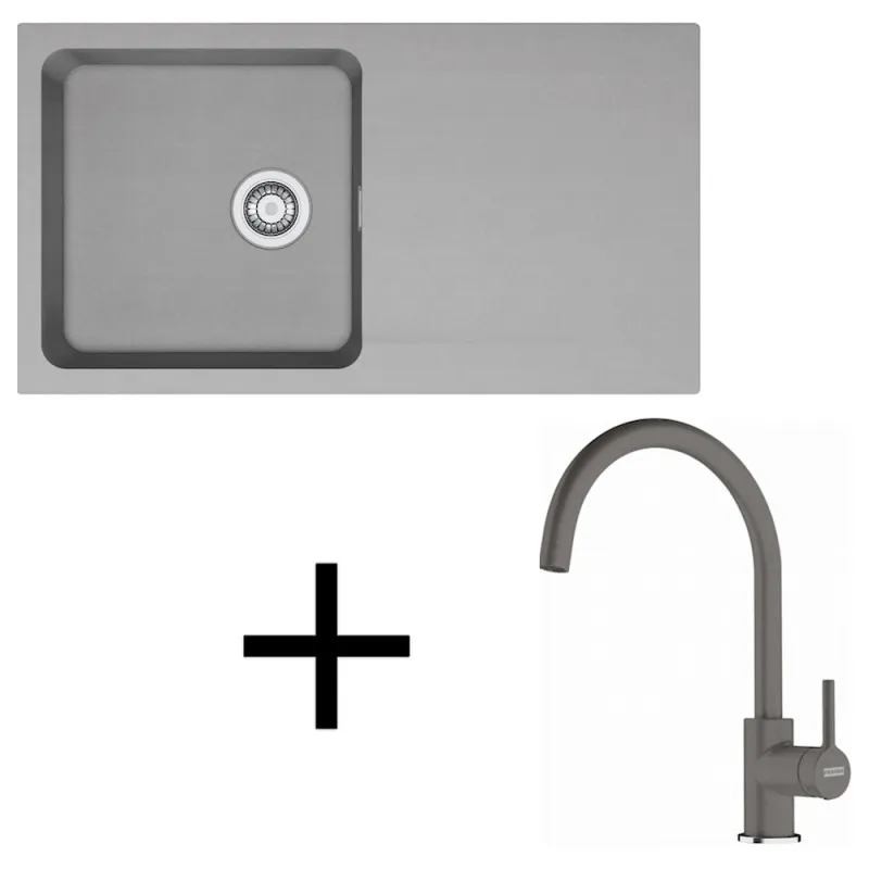 Set lavello in tectonite Franke OID 611 + rubinetto FC 6018 / Grigio