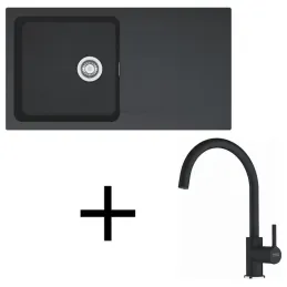 Set T120 Lavello in tectonite Franke OID 611 + Miscelatore FC 6018 / Nero