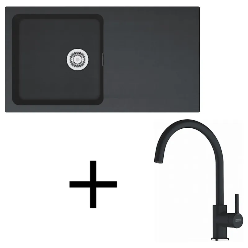 Set T120 Lavello in tectonite Franke OID 611 + Miscelatore FC 6018 / Nero