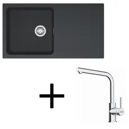 Set T112 Lavello in tectonite Franke OID 611 + Miscelatore FS 3230 / Nero