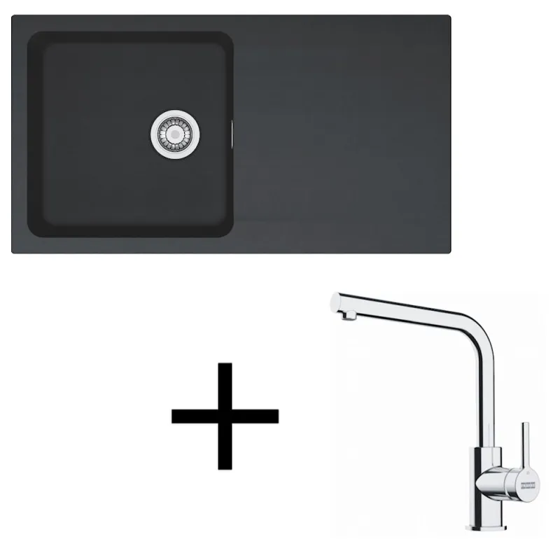 Set T112 Lavello in tectonite Franke OID 611 + Miscelatore FS 3230 / Nero