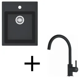 Set T121 Lavello in Tectonite Franke SID 610-40 + Miscelatore FC 6018 / Nero