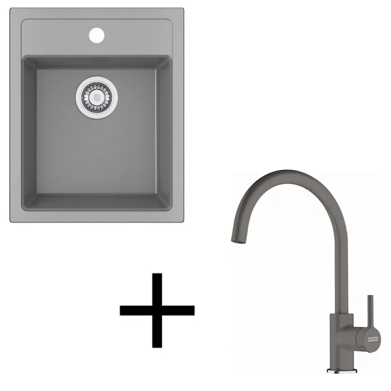 Set T121 Lavello in tectonite Franke SID 610-40 + Miscelatore FC 6018 / Grigio