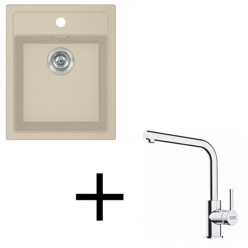 Set T113 Lavello in tectonite Franke SID 610-40 + Rubinetto FS 3230 / Beige