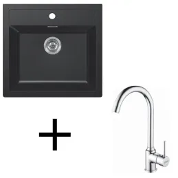 Set T102 Lavello in tectonite Franke SID 610+ Miscelatore FP 9000 / Nero