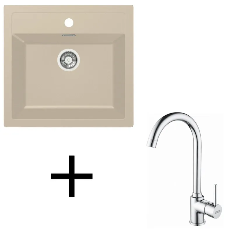 Set T102 Lavello in tectonite Franke SID 610+ Miscelatore FP 9000 / Beige