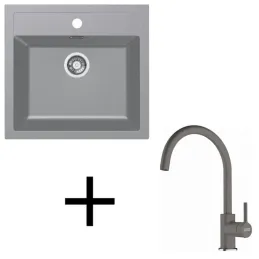 Set T122 lavello in Tectonite Franke SID 610+ miscelatore FC 6018 / Grigio