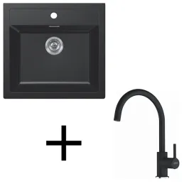 Set T122 Lavello in tectonite Franke SID 610+ Miscelatore FC 6018 / Nero
