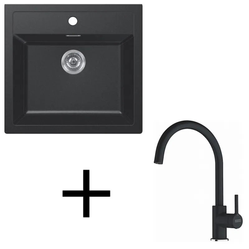 Set T122 Lavello in tectonite Franke SID 610+ Miscelatore FC 6018 / Nero