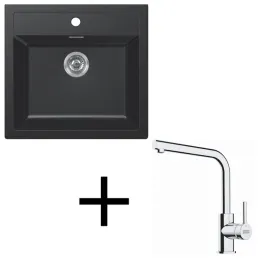 Set T114 Lavello in tectonite Franke SID 610+ Miscelatore FS 3230 / Nero